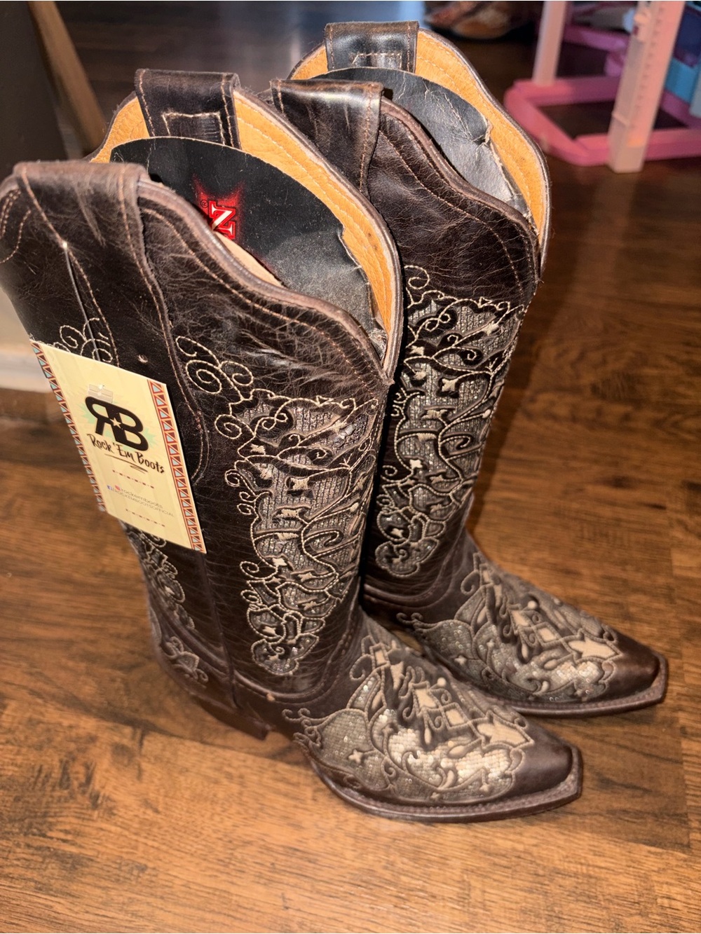 Rock 'Em Boots Embroidered Sugar Skull Cowgirl Boots